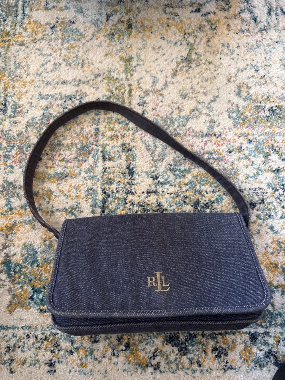 Vintage  Lauren Ralph Lauren denim shoulder bag fold over flap